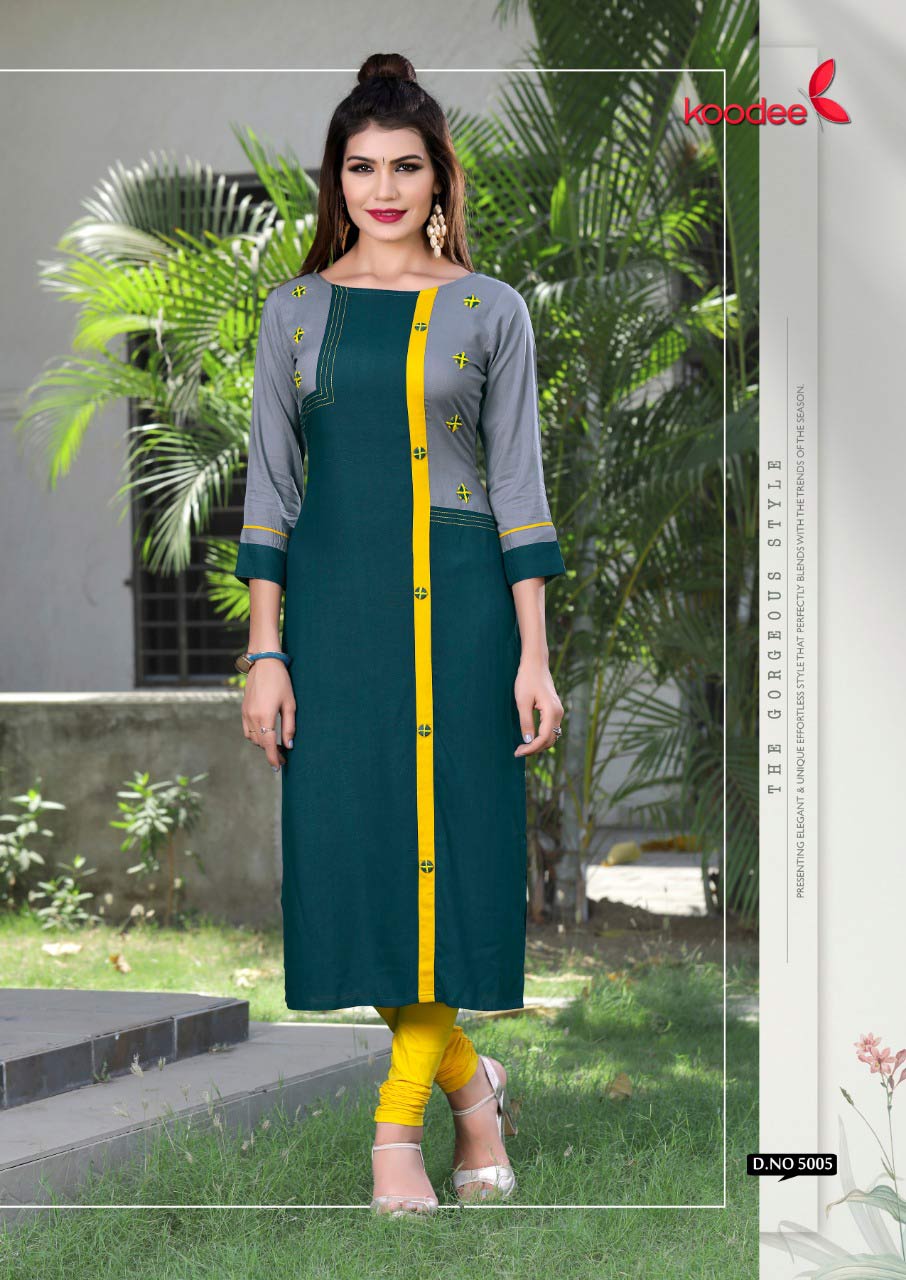 Pahal Vol-1 Koodee Rayon Handwork Straight Long Kurti Pahal Vol-1 Koodee Rayon Handwork Straight Long Kurti